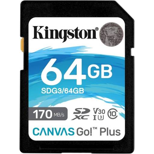 Memoria Micro SD 64GB Kingston Canvas Go Plus c/adap. Class 10 170mb/s