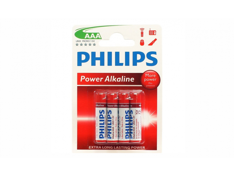 Pack x 4Pilas Philips AAA Alcalinas